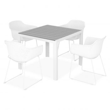 Set mobilier gradina/terasa Encore/Lilac, 5 piese, 90x90x74 cm/59x54x80 cm, aluminiu, alb/gri