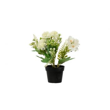 Floare artificiala in ghiveci Hydrangea, Decoris, Ø18 x 24 cm, poliester/plastic, alb