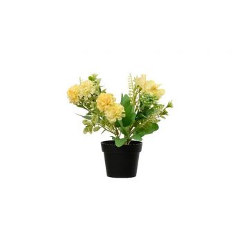 Floare artificiala in ghiveci Hydrangea, Decoris, Ø18 x 24 cm, poliester/plastic, galben