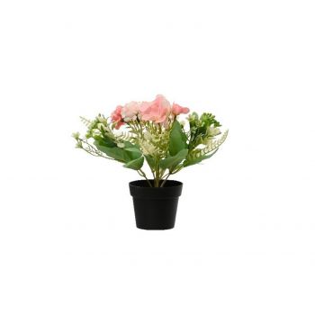Floare artificiala in ghiveci Hydrangea, Decoris, Ø18 x 24 cm, poliester/plastic, roz