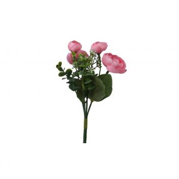 Floare artificiala Ranunculus, Decoris, 12 x 4 x 23 cm, poliester, roz ieftina