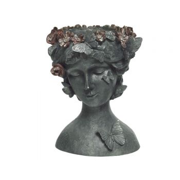 Ghiveci Women bust antique w flowers, Decoris, 21.5 x 23 x 30 cm, polirasina