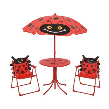 Set mobilier de gradina pentru copii Ladybug, Decoris, 4 piese, fier/poliester, rosu