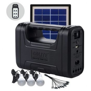 Kit solar GD-Lite 8017 dotat cu dispozitive USB cu 3 becuri LED + acumulator de mare capacitate XL