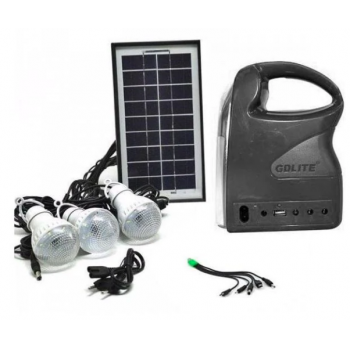 Kit solar GDLITE GD-7 PREMIUM 3 becuri, lanterna inclusa + usb incarcare XL
