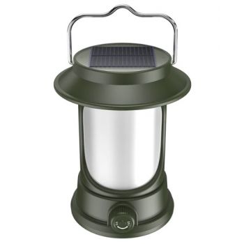 Lampa Solara Retro Camping LY17 Verde cu Maner Reincarcabila la reducere