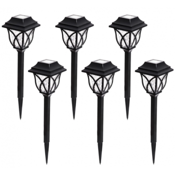 Set 6X Lampi solare pentru gradina tip felinar negru la reducere