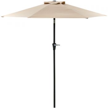 Outsunny Umbrela de Gradina Inclinabila 2.3x2 m, Umbrela pentru Terasa cu Deschidere cu Manivela, Stalp din Metal si 6 Stinghii, Kaki