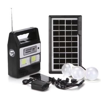Kit solar GD-8216 Proiector Radio cu panou solar si 3 Becuri