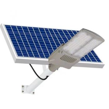 Lampa solara stradala eMazing, rezistent la apa, montare prin fixare, putere 300 W, autonomie 10 ore, 51.5 x 21 cm, gri