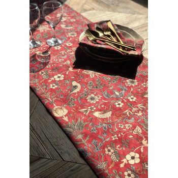 Traversă de masă Burgundy Flower 45 x 150, Rosu bordo, 150x45 cm