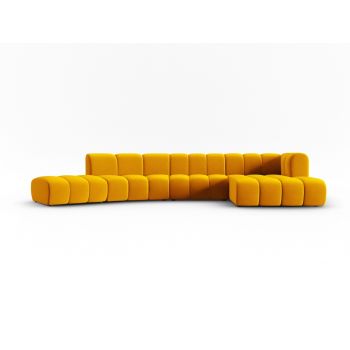 Coltar modular dreapta 6 locuri, Lupine, Micadoni Home, BL, 425x175x70 cm, catifea, galben