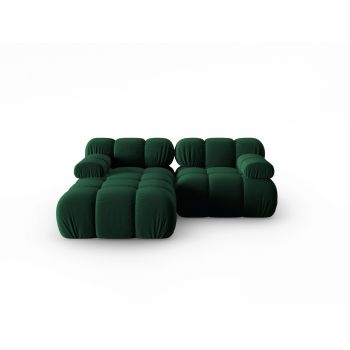Coltar modular stanga 3 locuri, Bellis, Micadoni Home, BL, 191x157x62 cm, catifea, verde bottle