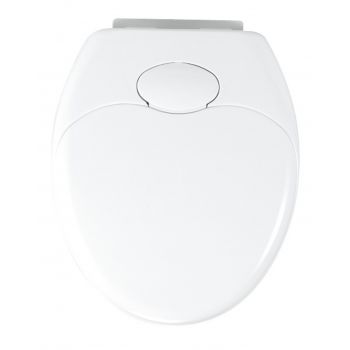 Capac de toaleta cu sistem automat de coborare, Wenko, Family, 35.5 x 38 cm, plastic, alb