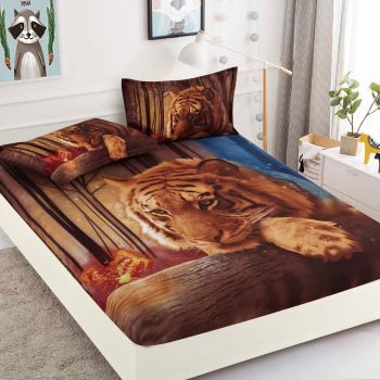 Husa de pat cu elastic + 2 Fete de Perna 160x200, Tiger