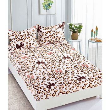 Husa de pat cu elastic cocolino + 2 Fete de Perna, Fundite Leopard