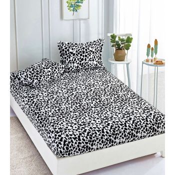 Husa de pat cu elastic cocolino + 2 Fete de Perna, White Leopard