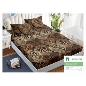 Husa de pat cu elastic 160x200 din Bumbac Finet + 2 Fete de Perna - Maro Modern Design ieftin
