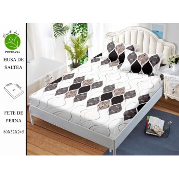 Husa de pat cu elastic 180x200 din Bumbac Finet + 2 Fete de Perna - Modern