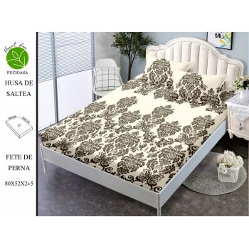 Husa de pat cu elastic 180x200 din Bumbac Finet + 2 Fete de Perna - Royal