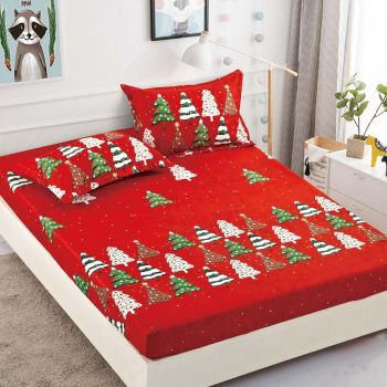 Husa de pat cu elastic + 2 Fete de Perna, Christmas Collection