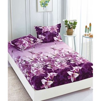 Husa de pat cu elastic cocolino + 2 Fete de Perna - Purple