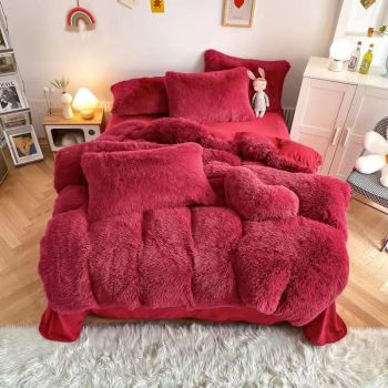 Lenjerie pat super pufoasa COCOLINO Fluffy 6 Piese - Red