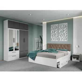 Set dormitor complet Alb-Gri - Madrid - C111 ieftin