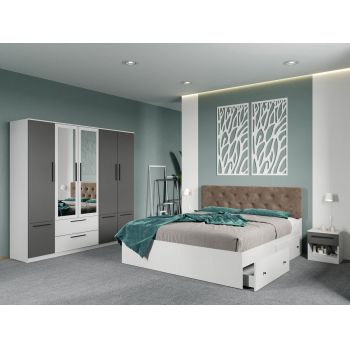 Set dormitor complet Alb-Gri - Madrid - C115 ieftin