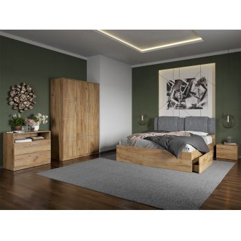 Set dormitor complet Stejar Auriu cu comoda - Acapulco - C22 ieftin