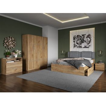 Set dormitor complet Stejar Auriu cu comoda - Acapulco - C26 ieftin