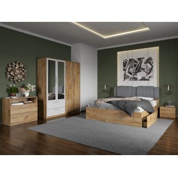 Set dormitor complet Stejar Auriu cu comoda - Acapulco - C28 ieftin