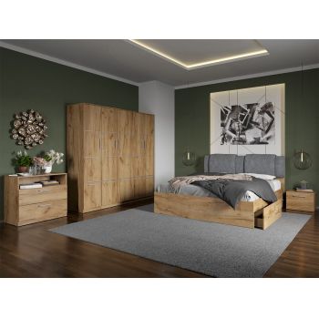 Set dormitor complet Stejar Auriu cu comoda - Acapulco - C30 ieftin