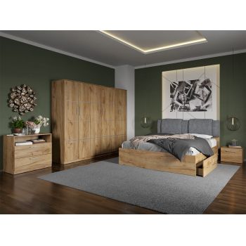 Set dormitor complet Stejar Auriu cu comoda - Acapulco - C34 ieftin