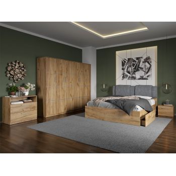 Set dormitor complet Stejar Auriu cu comoda - Acapulco - C38 ieftin