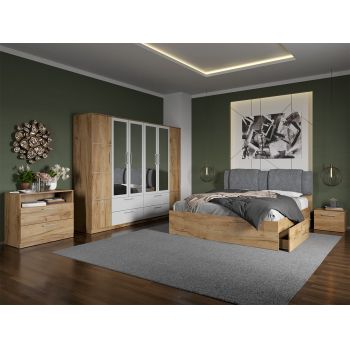 Set dormitor complet Stejar Auriu cu comoda - Acapulco - C40