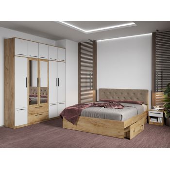 Set dormitor complet Stejar Auriu - Madrid - C87 ieftin