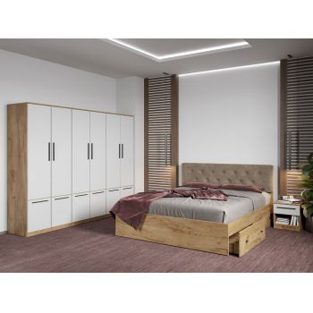Set dormitor complet Stejar Auriu - Madrid - C89 ieftin