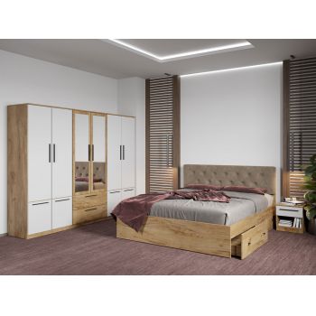 Set dormitor complet Stejar Auriu - Madrid - C93 ieftin