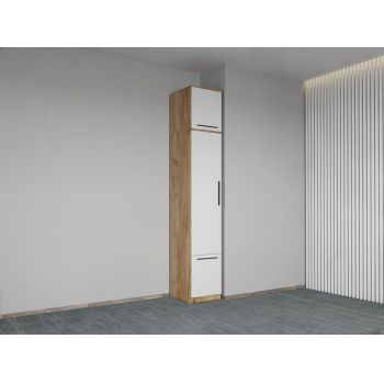 Dulap dormitor Stejar+Alb 1U cu suprapozabil - Madrid ieftin