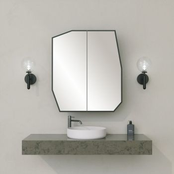 Dulap suspendat pentru baie cu oglinda Quartz, 60x14x70 CM - Negru ieftin