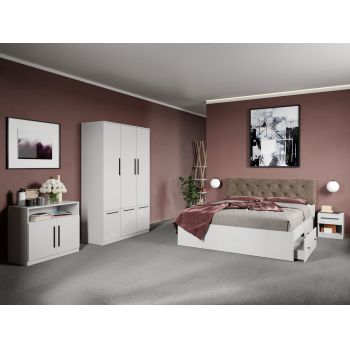 Set dormitor complet Alb cu comoda - Madrid - C34 ieftin