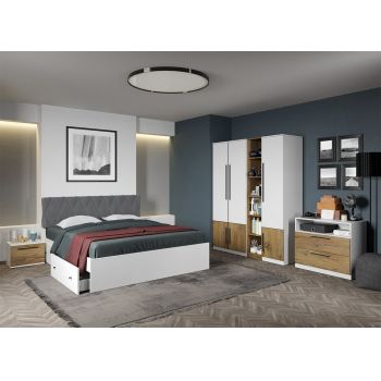 Set dormitor complet Alb cu Flagstaff Oak - Sidney - C07 ieftin