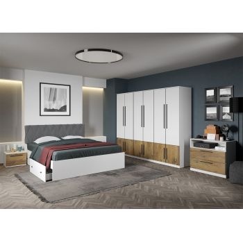 Set dormitor complet Alb cu Flagstaff Oak - Sidney - C53