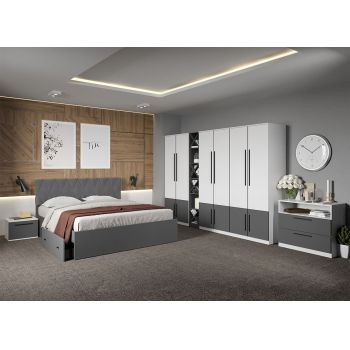 Set dormitor complet Alb cu Gri - Sidney - C51 ieftin