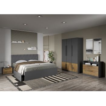 Set dormitor complet Gri cu Flagstaff Oak - Sidney - C13