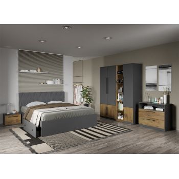 Set dormitor complet Gri cu Flagstaff Oak - Sidney - C15