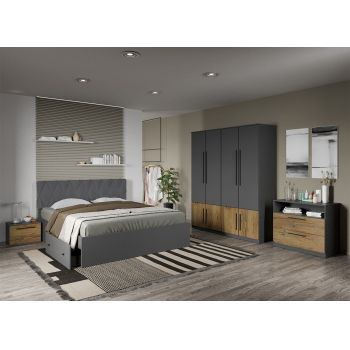 Set dormitor complet Gri cu Flagstaff Oak - Sidney - C29 ieftin