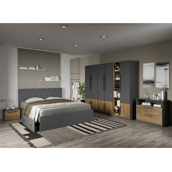 Set dormitor complet Gri cu Flagstaff Oak - Sidney - C47