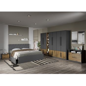 Set dormitor complet Gri cu Flagstaff Oak - Sidney - C63 ieftin